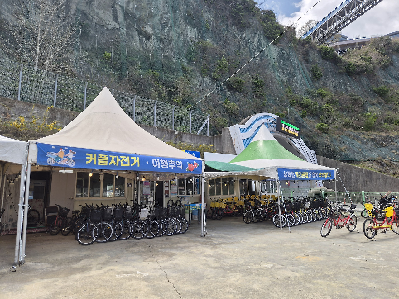 매장에 모여 있는 커플자전거